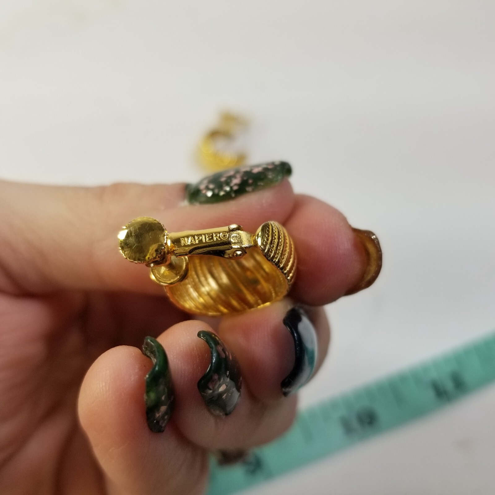 Vintage Napier Wide Huggie Hoop Clip-On Adjustable Screwback Earrings Goldtone