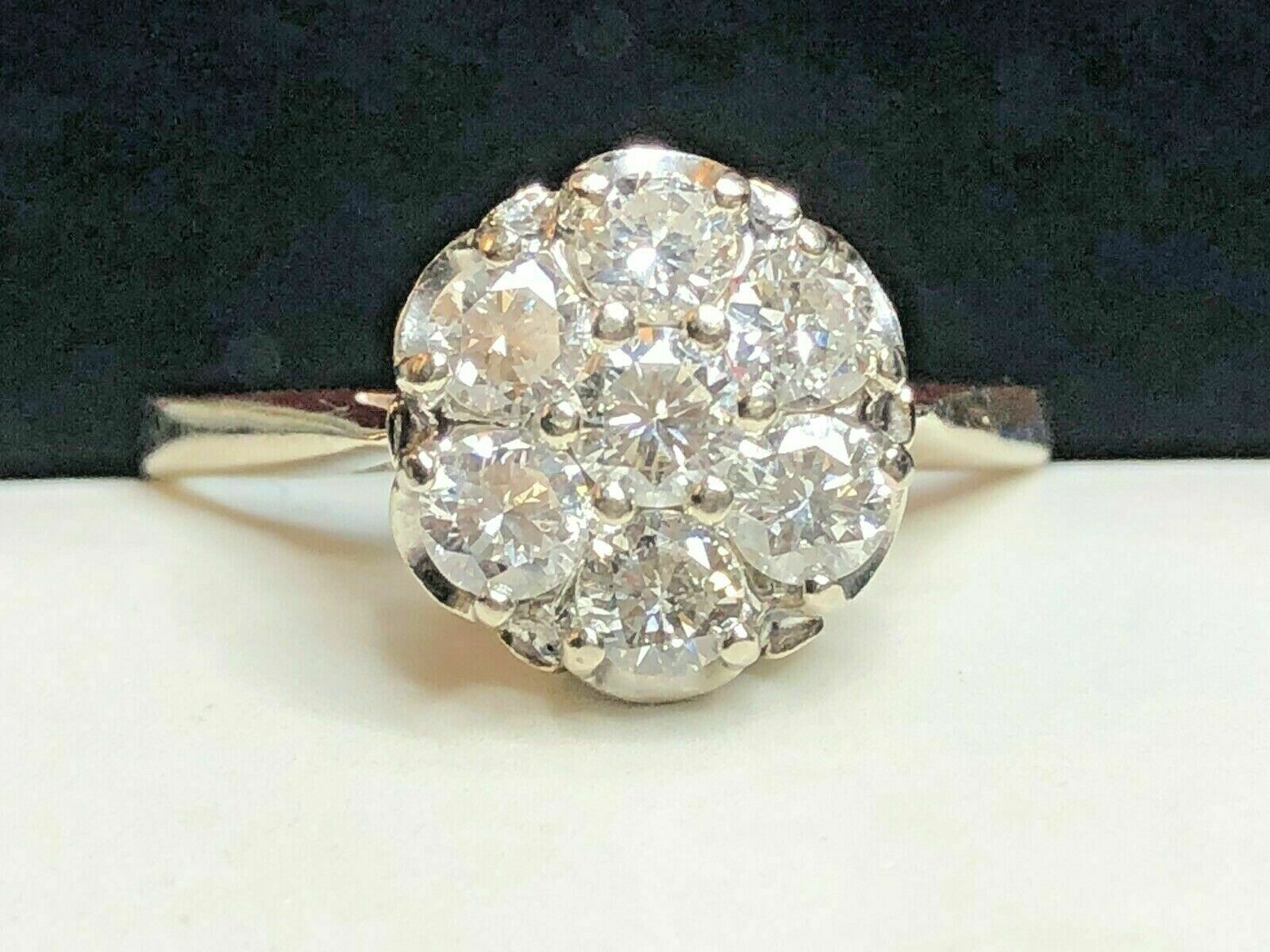 1.75CTW White Round Moissanite Multi Stone Vintage Wedding 14K White Gold Ring