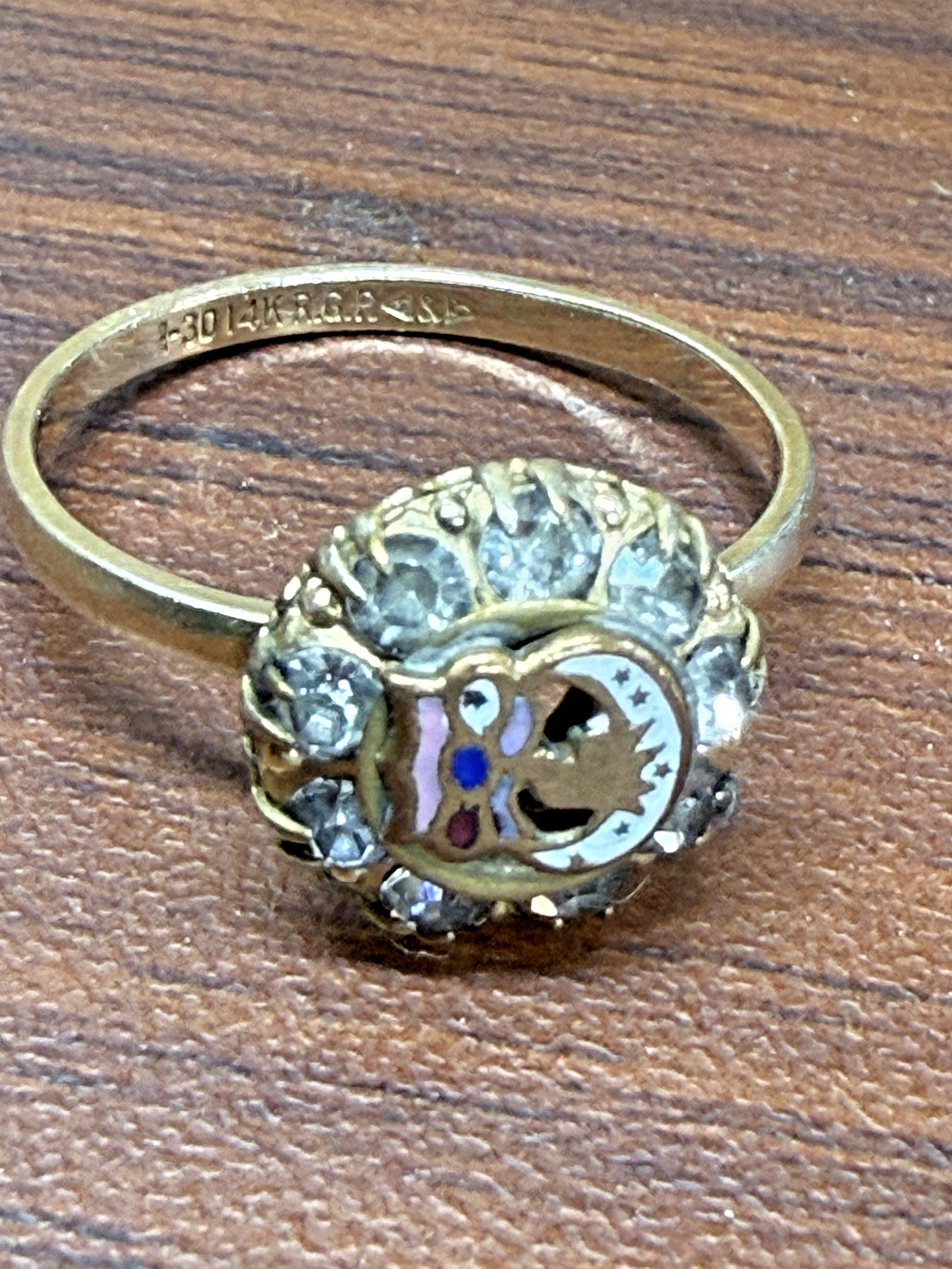 Victorian Gold-Filled Clark & Coombs Daughters of Rebekah Fraternal Ring Antique