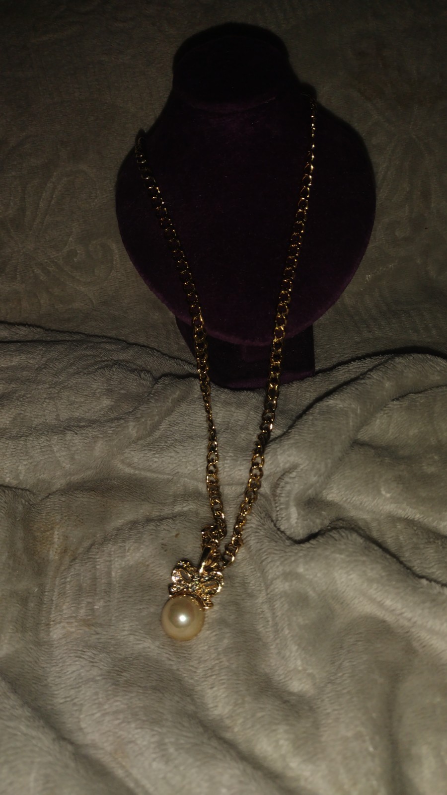 Vintage Monet Pearl And CZ Gold Necklace