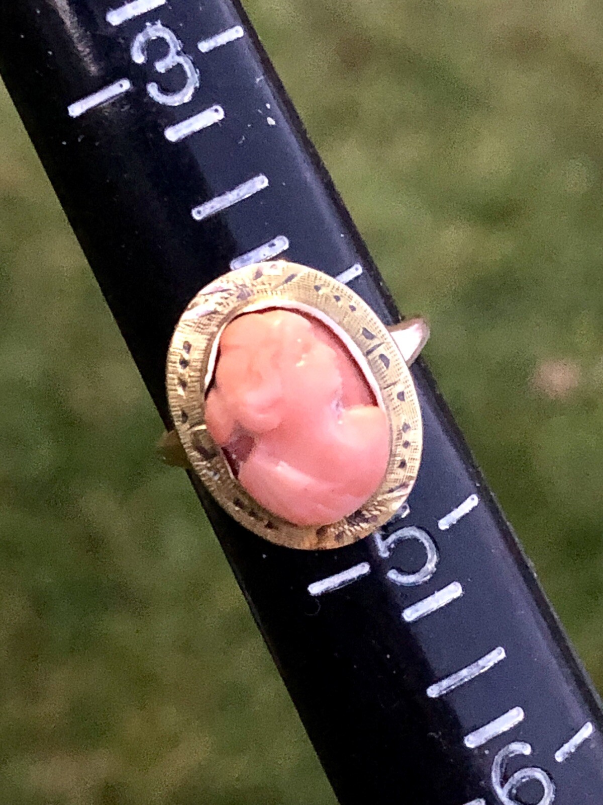 Antique Victorian 10K Solid Gold Coral Cameo Ring! Sz 4.25 Grandma’s Estate