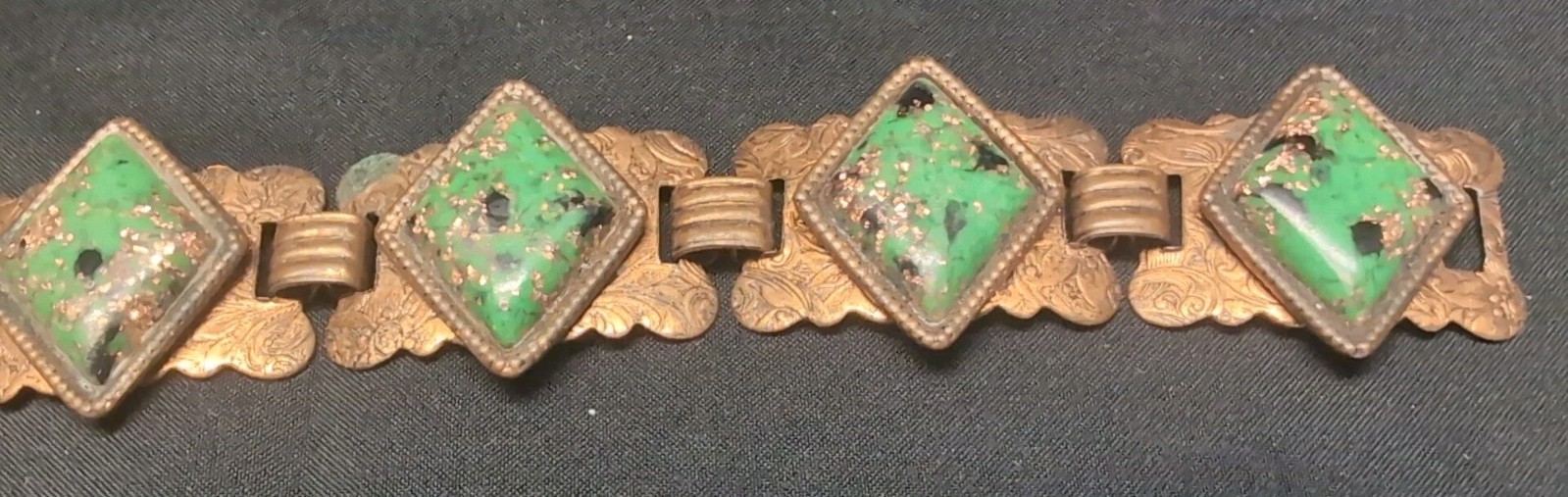 Vintage Copper Tone with5 Stones Bracelet 925