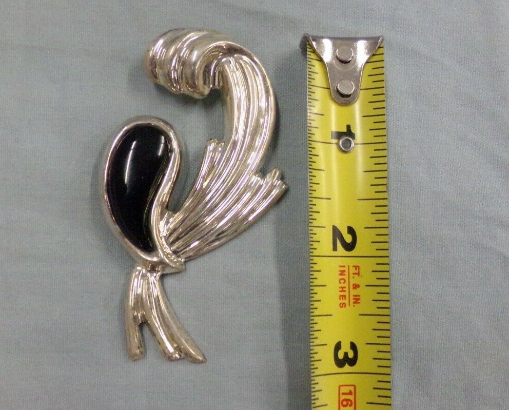 Sterling Silver Signed Dulce Mexico 925 Art Deco Lg Brooch or Necklace Pendant