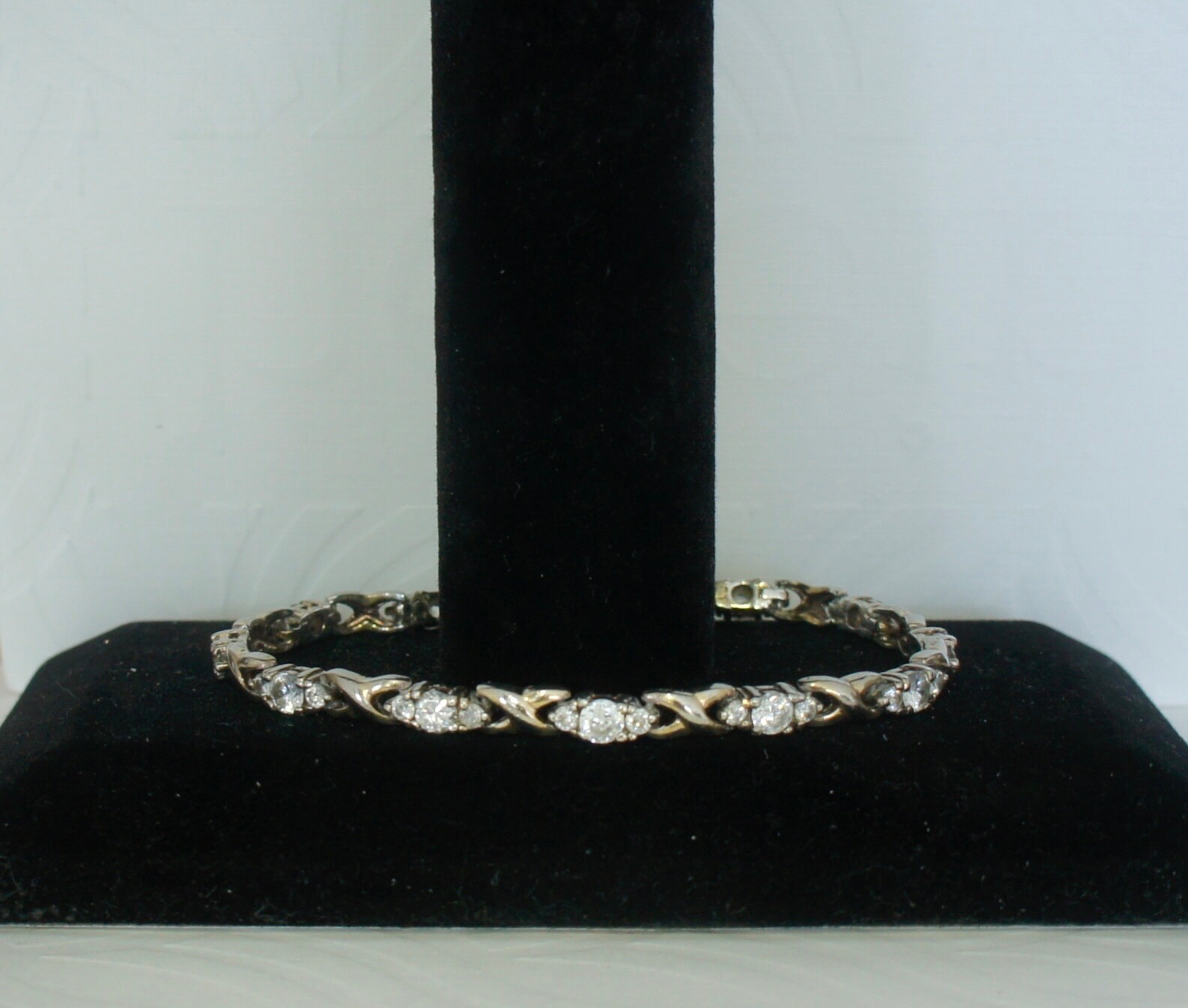 Vintage DJB Sterling Silver 925 Two Tone CZ Diamond Tennis Bracelet 7 1/4″