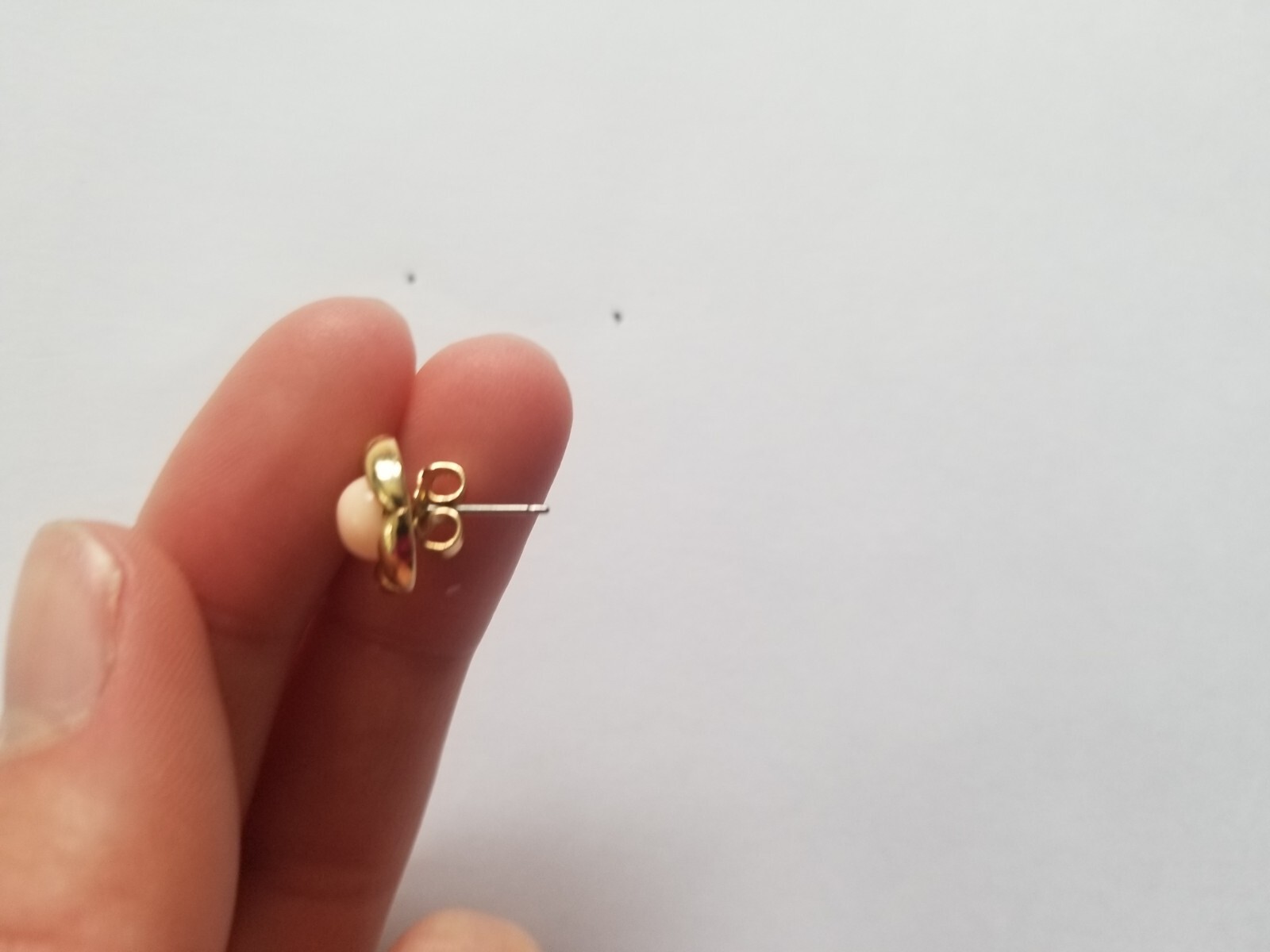 VTG Cabochon Stud Post Earrings WITH BACKS Pink and Gold 1930-1950