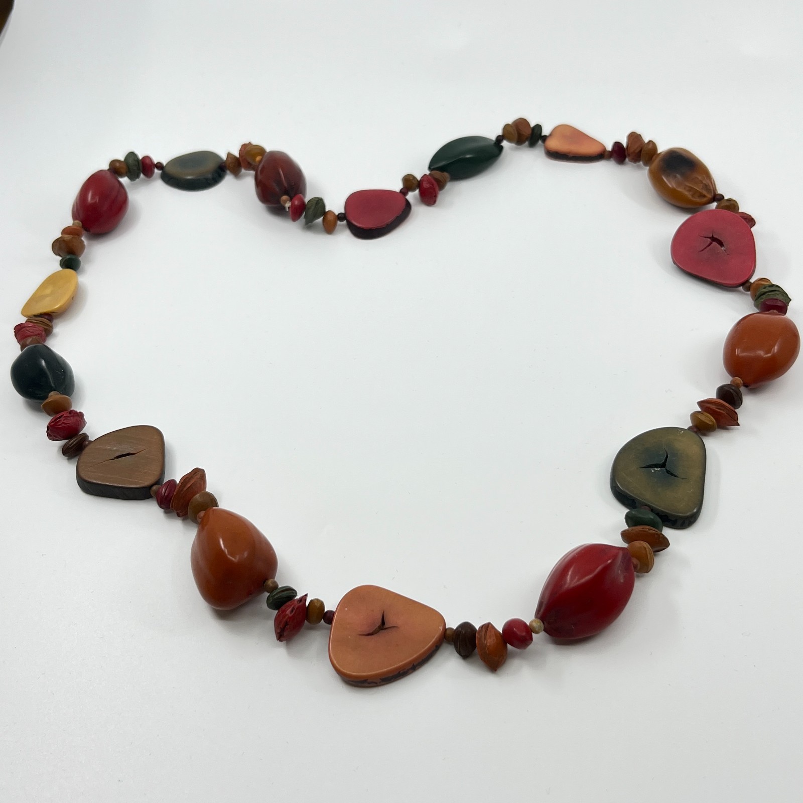 Large Tagua Nut Vegetable Ivory Necklace Boho Statement Earthy Organic Jewelry