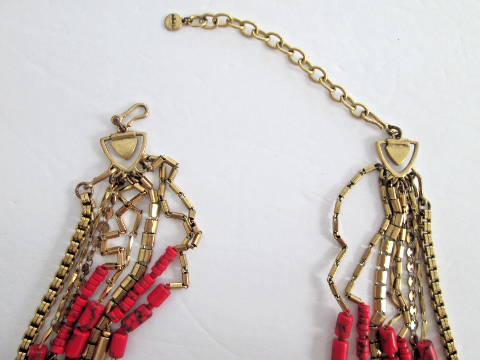STELLA & DOT Bliss Necklace Convertible 3 in 1 Multi Strand Coral Gold Tone 20″