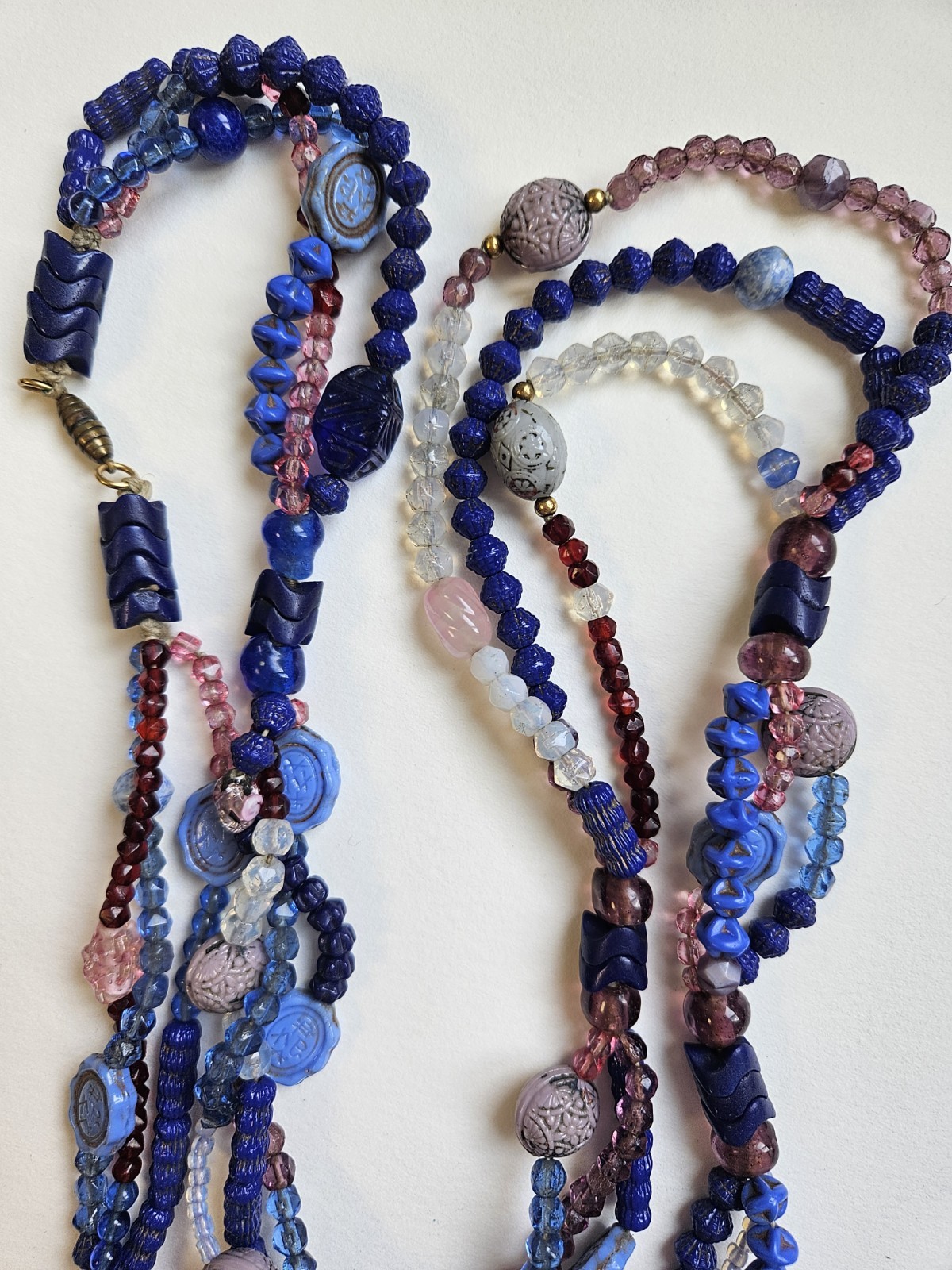 ANTIQUE NEIGER 1920s ART Deco BLUE GLASS BEAD Necklace