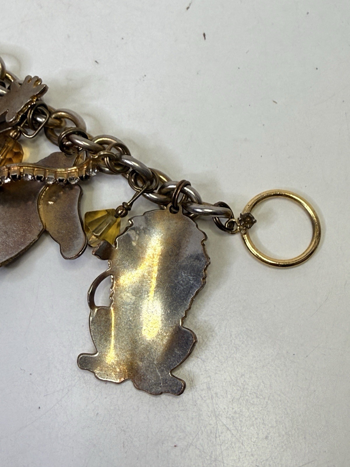 Lunch at the Ritz Signed Charm Bracelet Enamel Zoo Animals Toggle & Loop READ