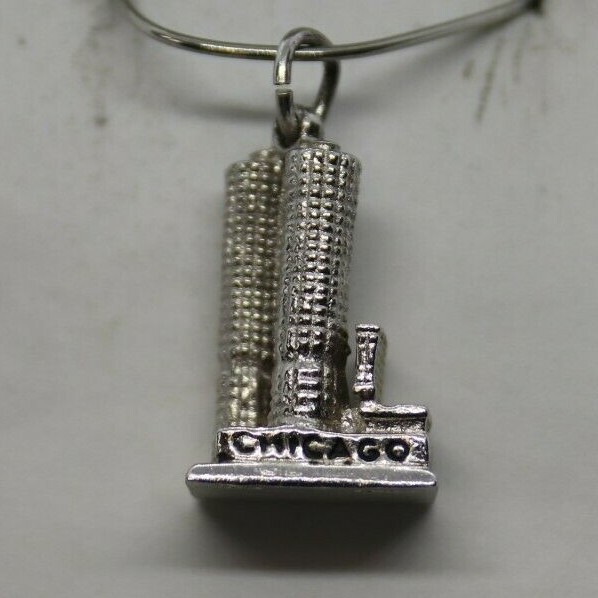 Sterling Silver Chicago Marina City Buildings Charm