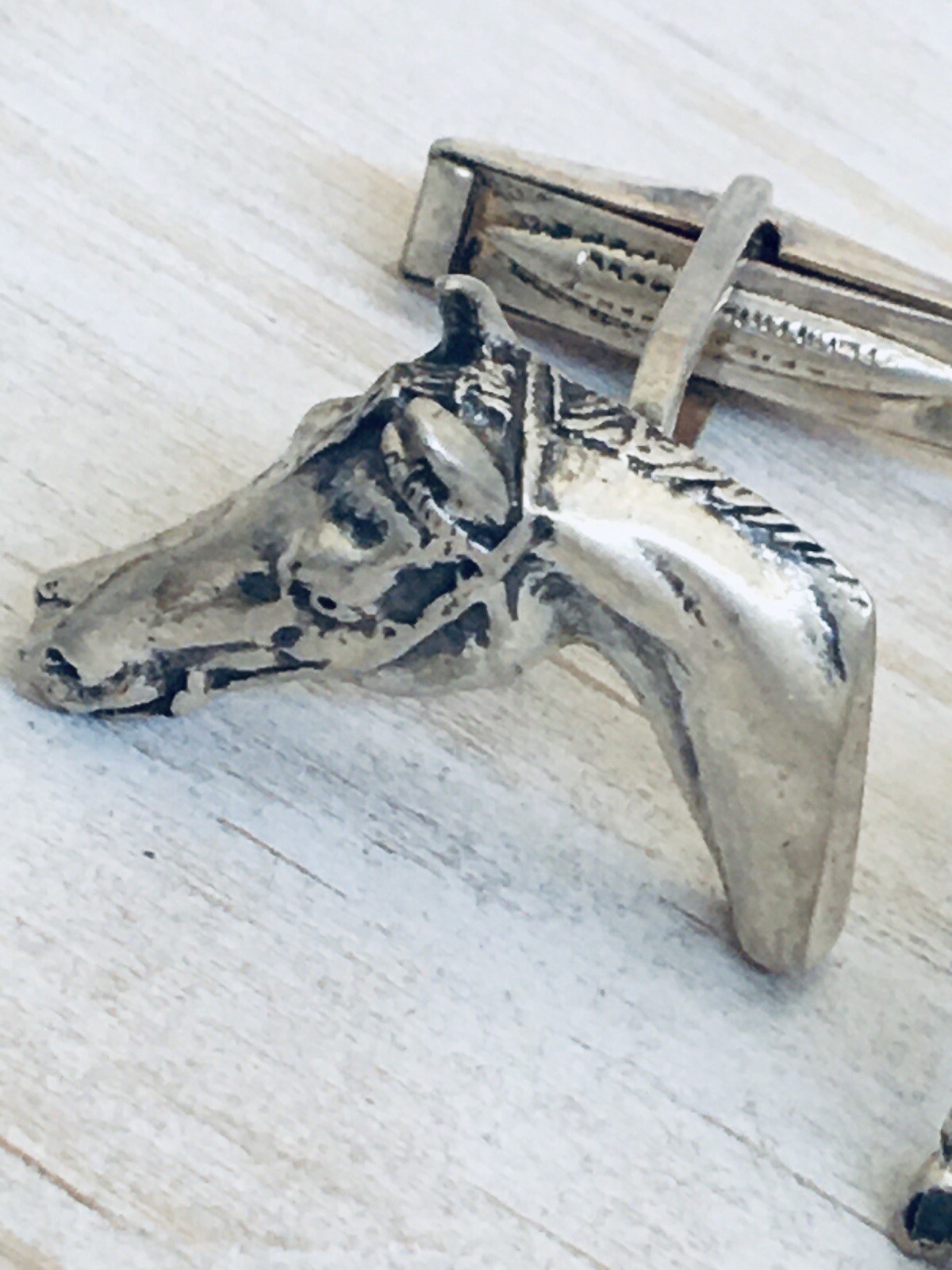 Horse Head & Tail Cufflinks 925 STERLING Silver Western Unique VTG Father’s Gift
