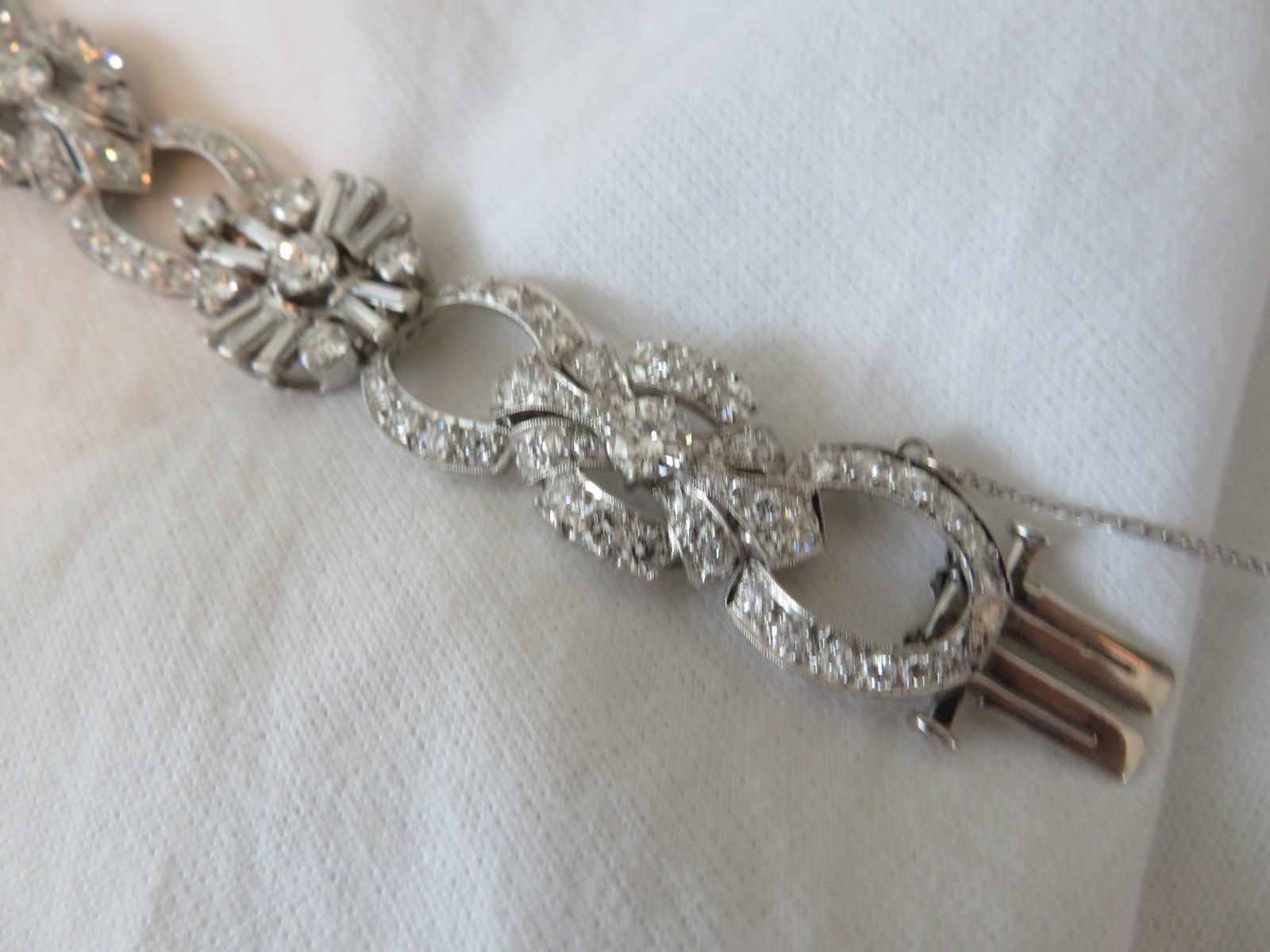 ART DECO PLATINUM 14.00 CT VVS2-VS1 F DIAMOND BRACELET 7″ 17 MM WIDE AMAZING