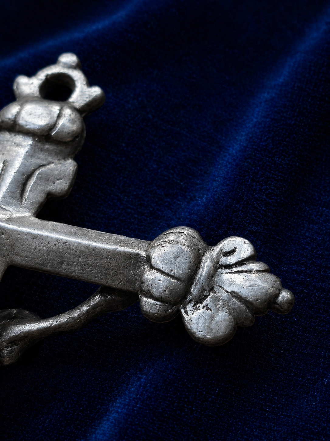 Large Antique Solid Silver Crucifix INRI Skull 18th Century Baroque Rare Religio