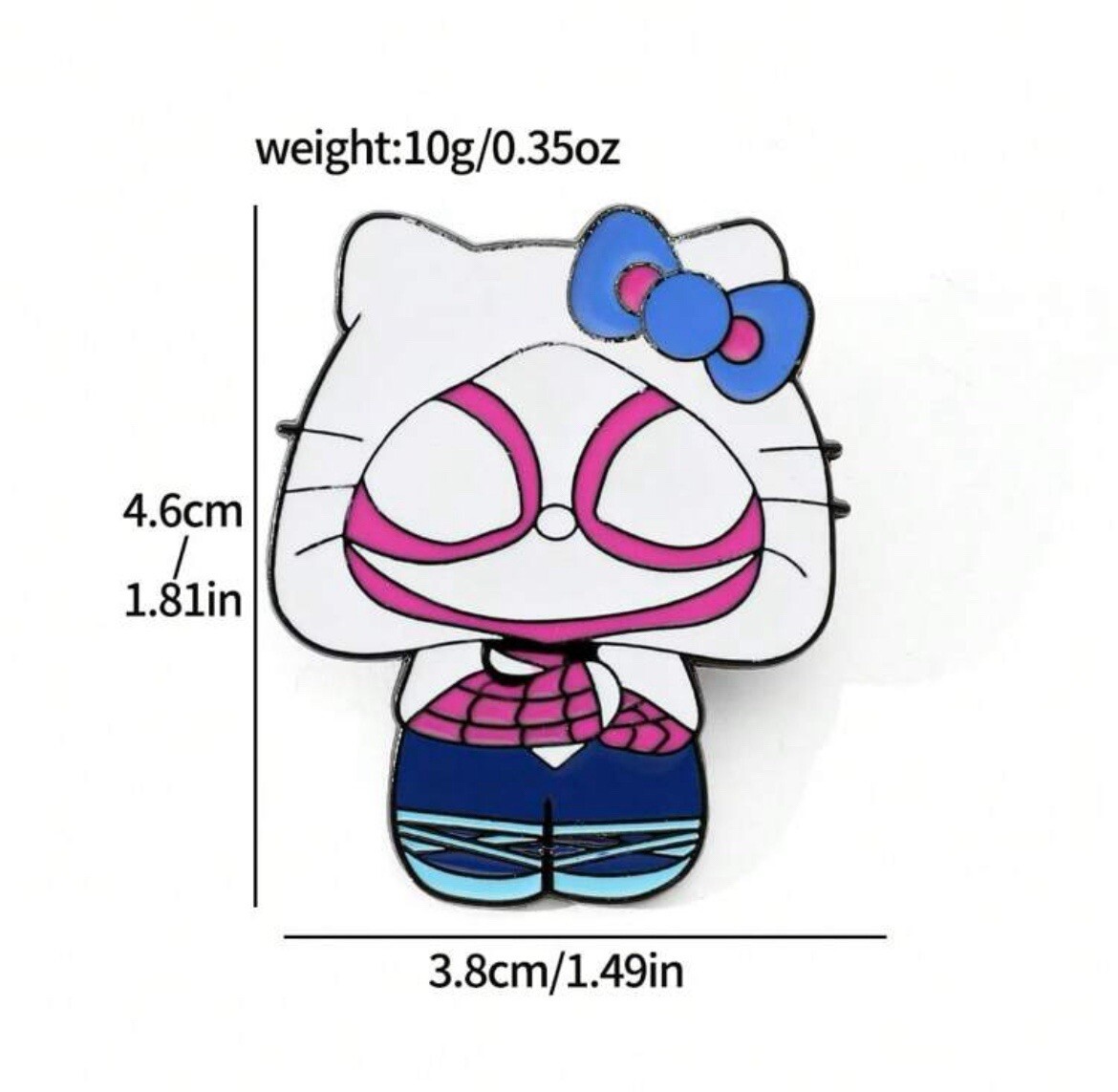 New HELLO KITTY Pin GWEN STACY Brooch SPIDER-MAN Costume SPIDER WOMAN Cosplay