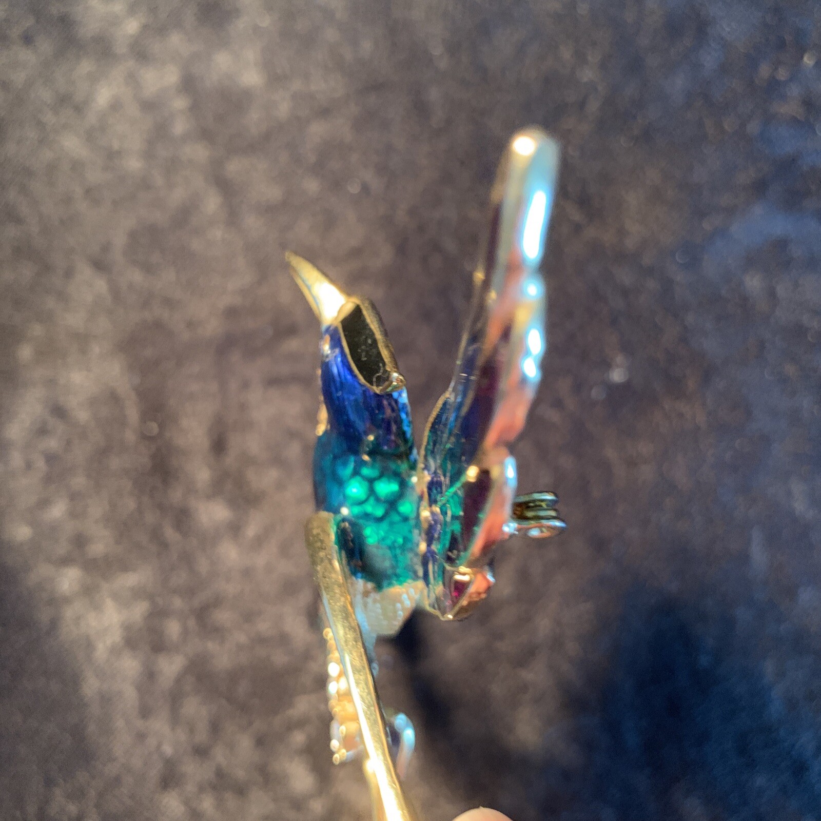 Vintage Phoenix Brooch Beautiful Green, Purple, And Blue