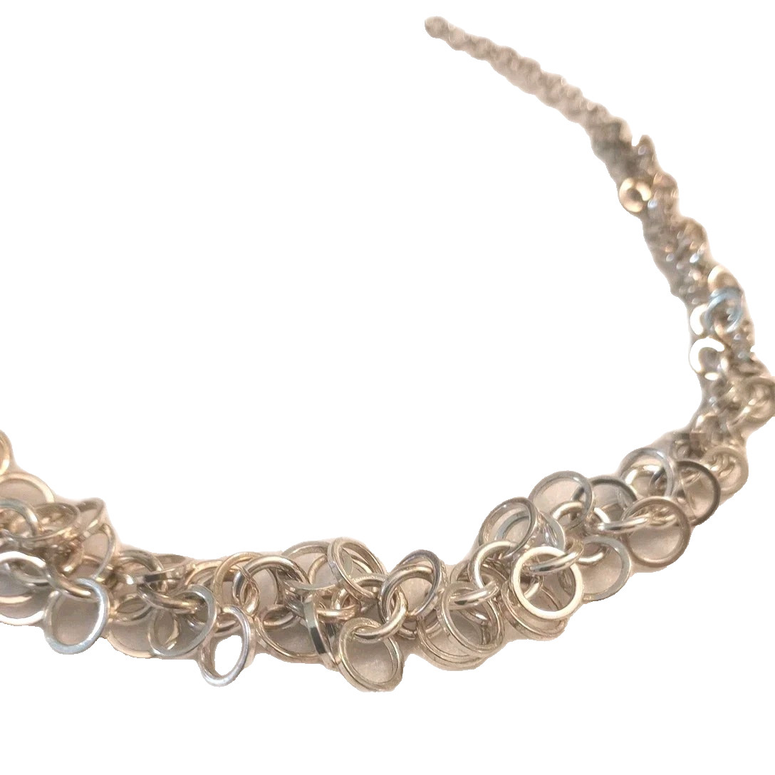 Vintage Avon Circles Choker Necklace Silver Tone Chain 15 to 17 in