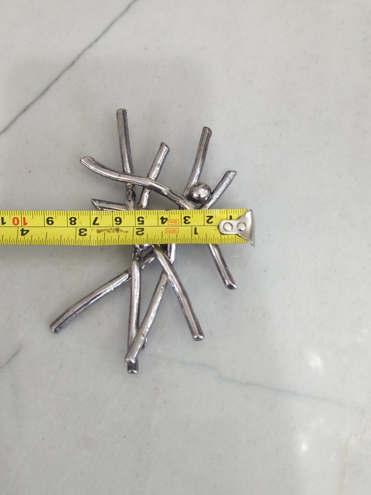Large Modernist Brooch Sterling Silver Unknown Artist Stick-Like Design Vtg