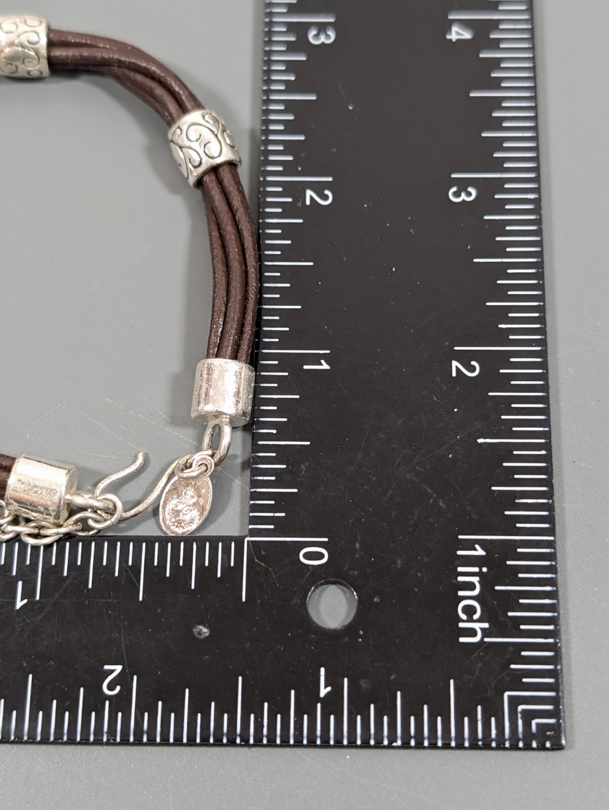 Premier Designs Brown Leather Multi Cord Silver Tone Bracelet Boho Western 8 in