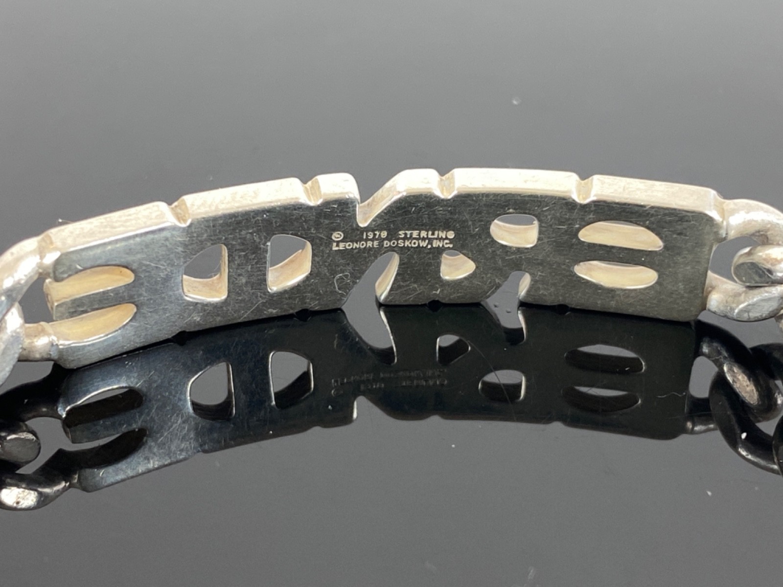 LEONORE DOSKOW Vintage Sterling Silver “Ernie” ID Bracelet – 34.8g / circa 1978
