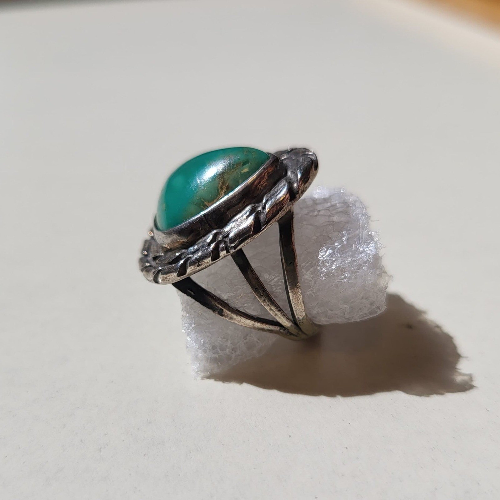 925 Sterling Silver Turquoise Teardrop Ring Sz 5.25 Vintage Boho Navajo