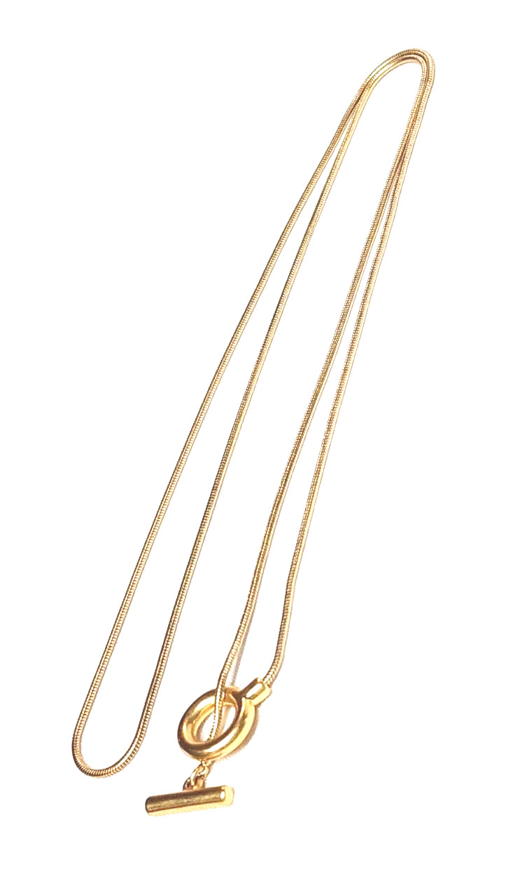 Matte Gold-Tone Snake Serpentine Chain Necklace Toggle Pendant Closure 27″ EUC