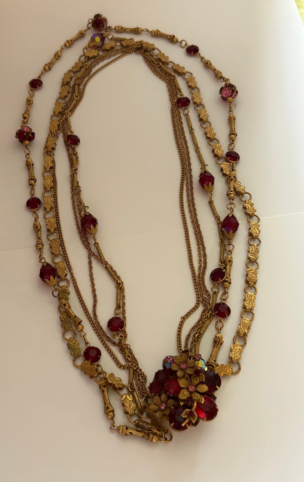Verified RARE 40’s Miriam Haskell Multi Detailing Strand W/ Faceted Crystal