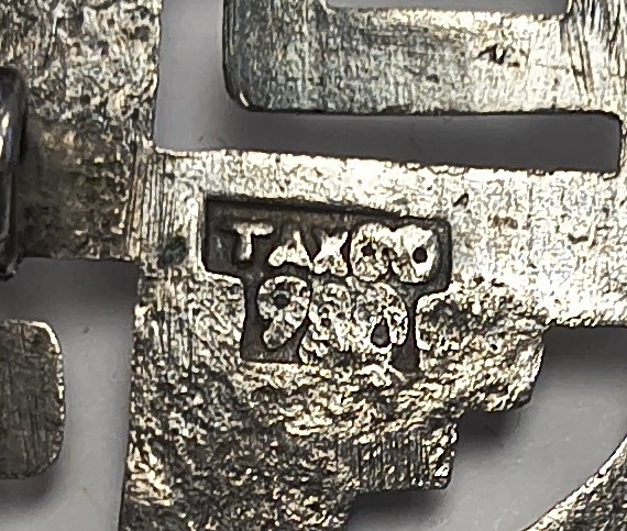 Vintage 1940’s Taxco Mexico 980 Sterling Silver Pre Columbian Design Brooch Pin