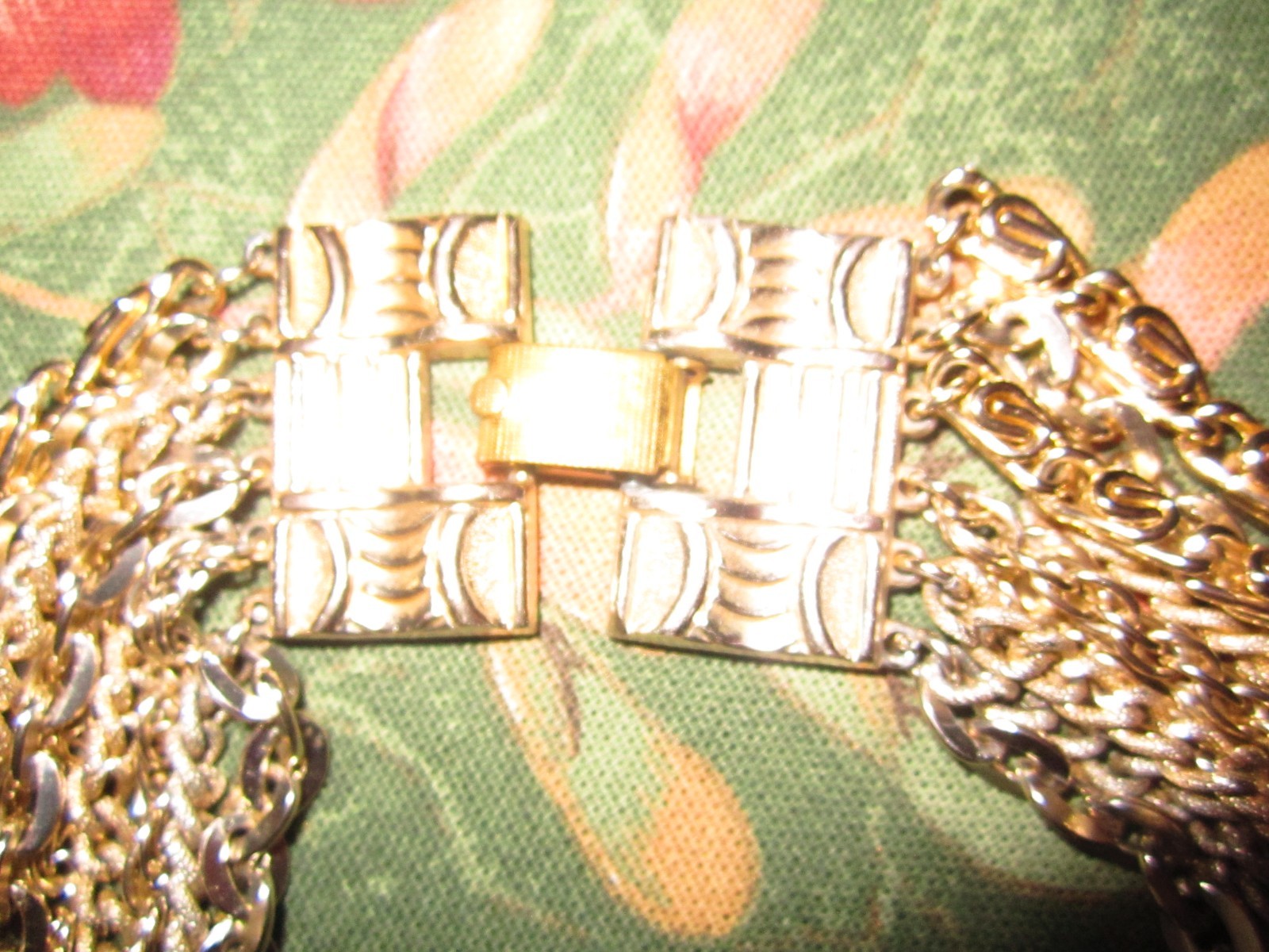 Vintage Signed GERMANY light weight multichain 15”-17” necklace in gold tone