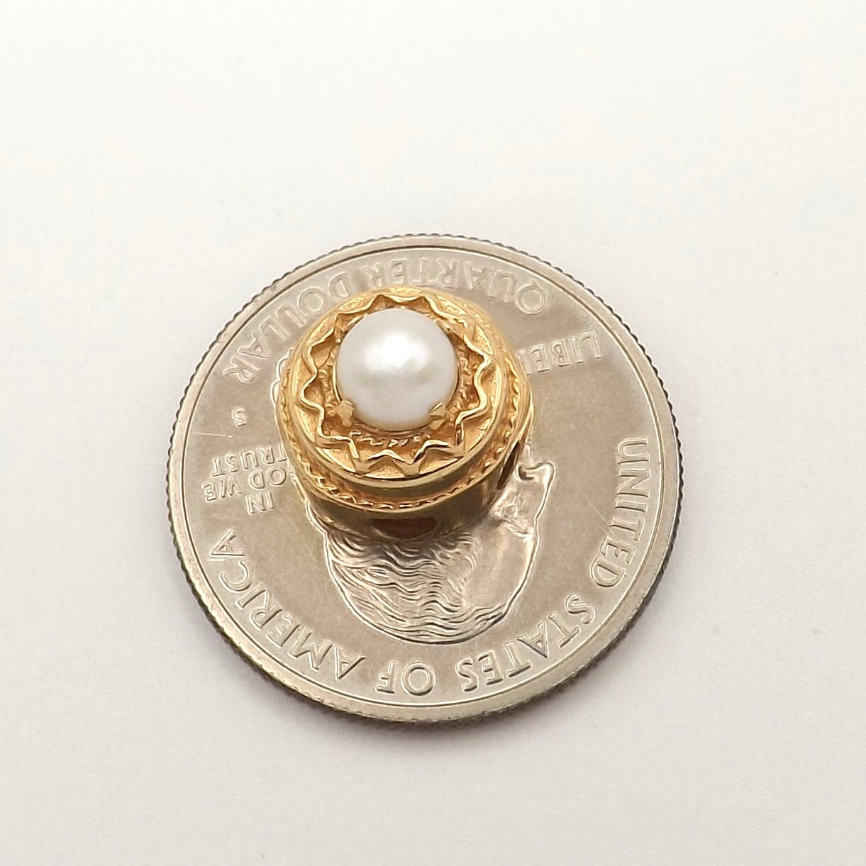14k Gold Akoya Pearl Slide Bracelet Charm Vintage Wedding Cake Designer MA