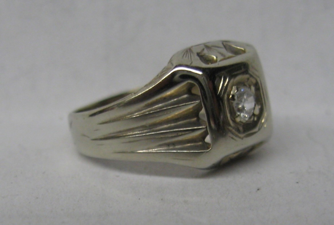 VICTORIAN ANTIQUE 10KW GOLD OLD EUROPEAN CUT DIAMOND BAND PINKY RING SIZE 2.75
