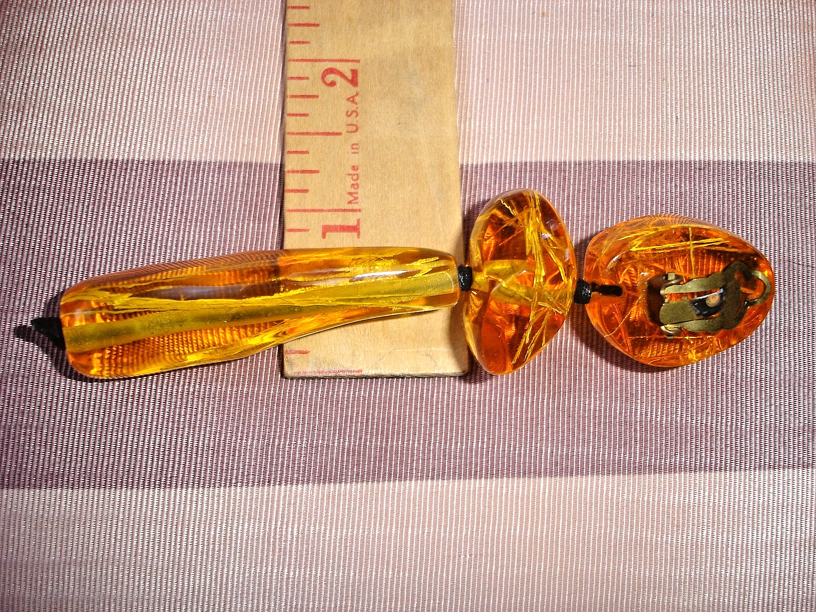 Vintage RARE Gerda Lynggaard Monies HUGE 4 Inch Amber Resin Dangly Clip Earrings