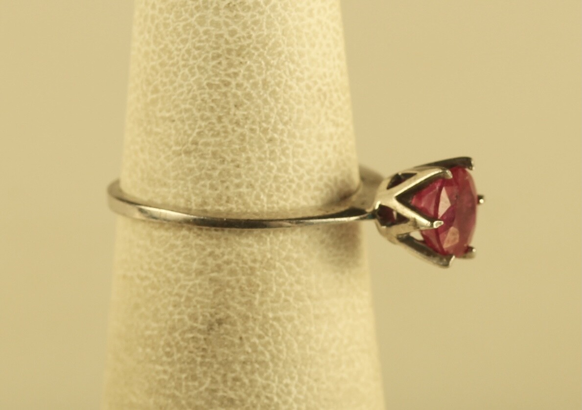 Vintage Sterling Signed 925 KH Kit Heath Designer Solitaire Ruby Gemstone Ring 5