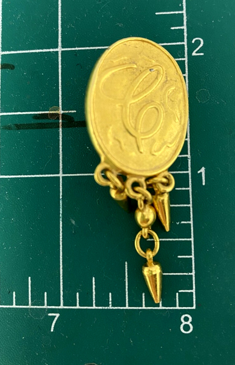 VTG Classique Entier Statement Gold Tone coin&fringe clip ons Earings RomanGreco