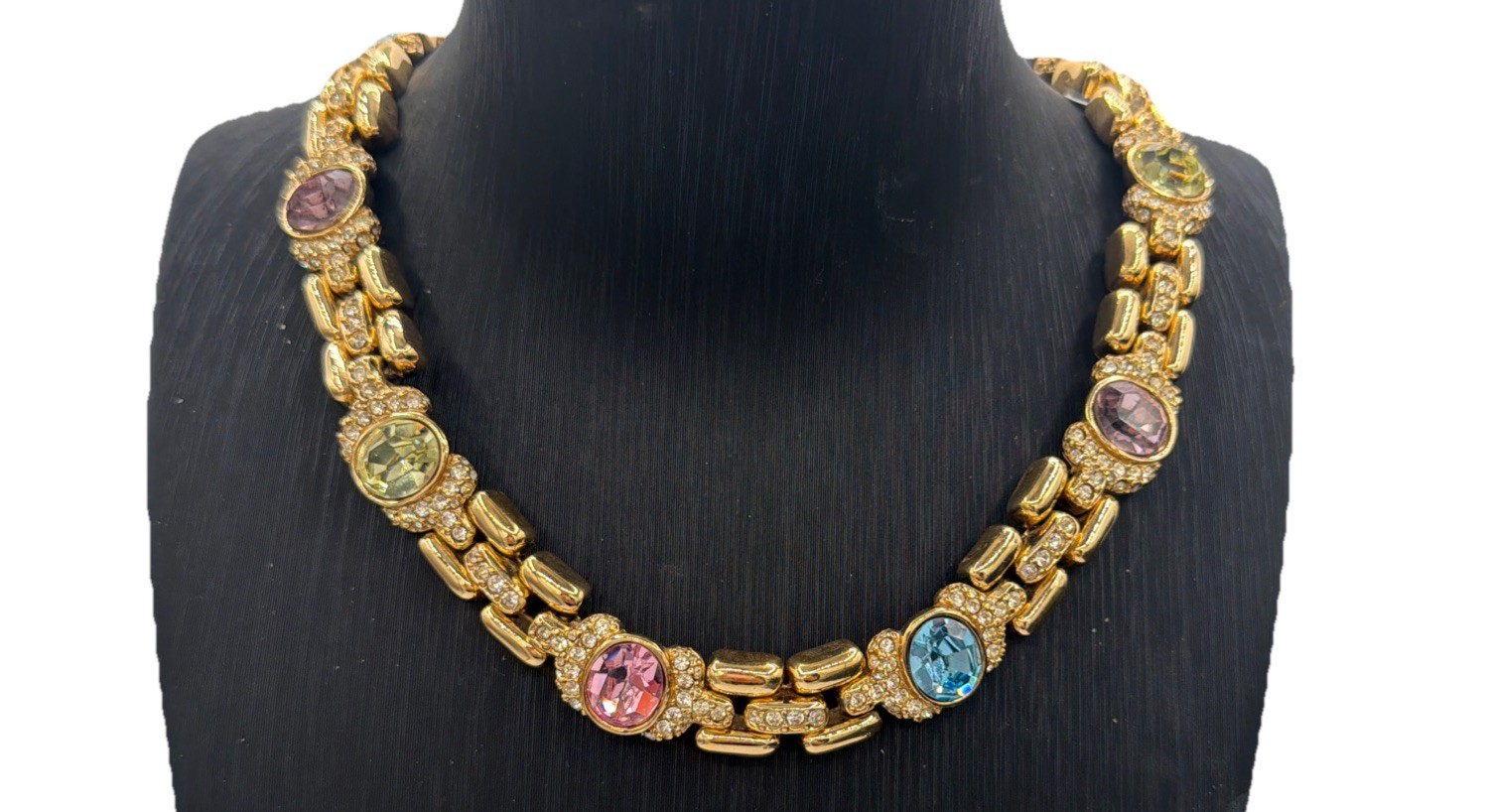 Rare Vintage Signed Ciner Multi‑Color Rhinestone Necklace | Stunning Collectable