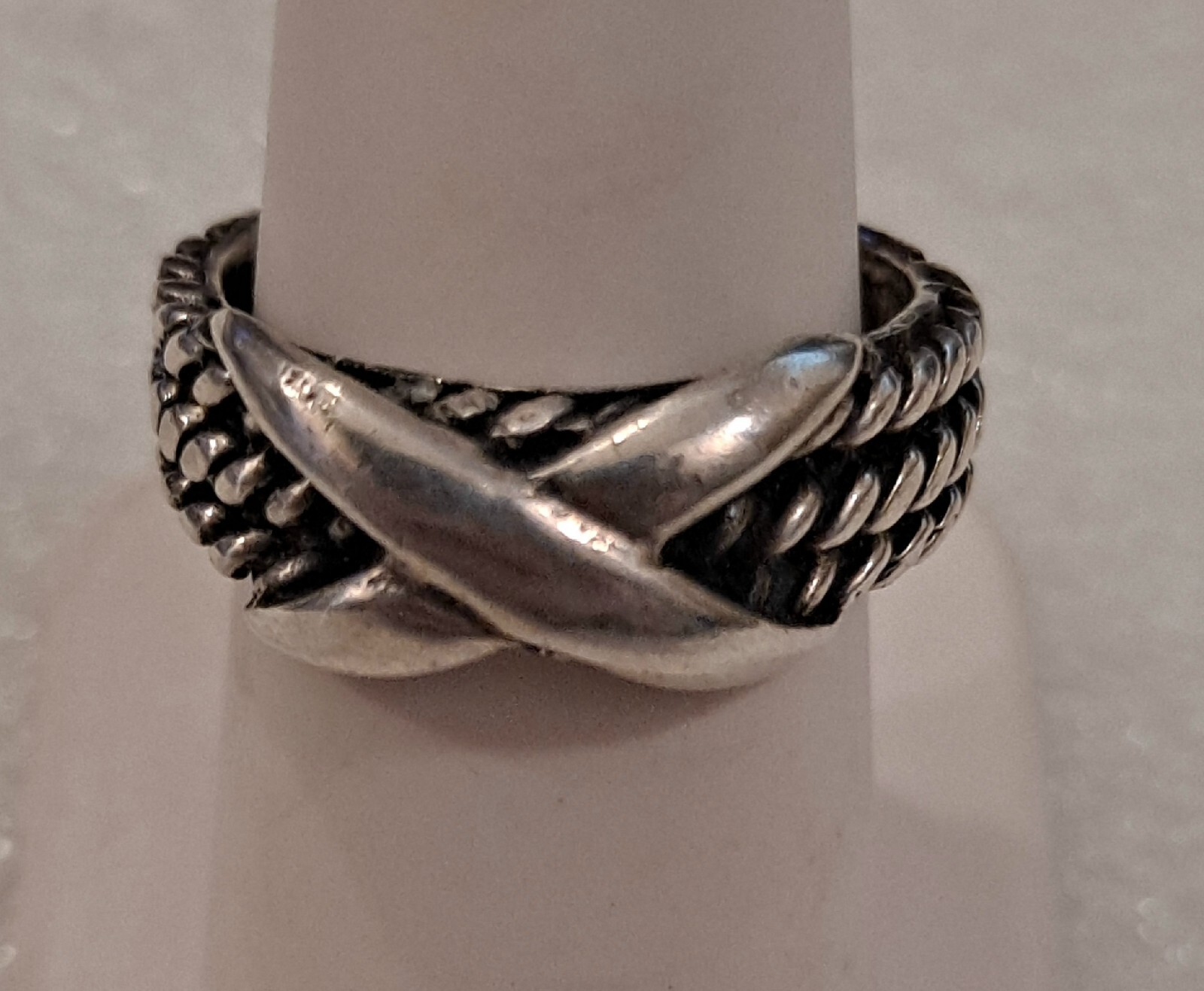 Vintage Sterling Silver Twisted Braided Design Band Rings Signed Designer