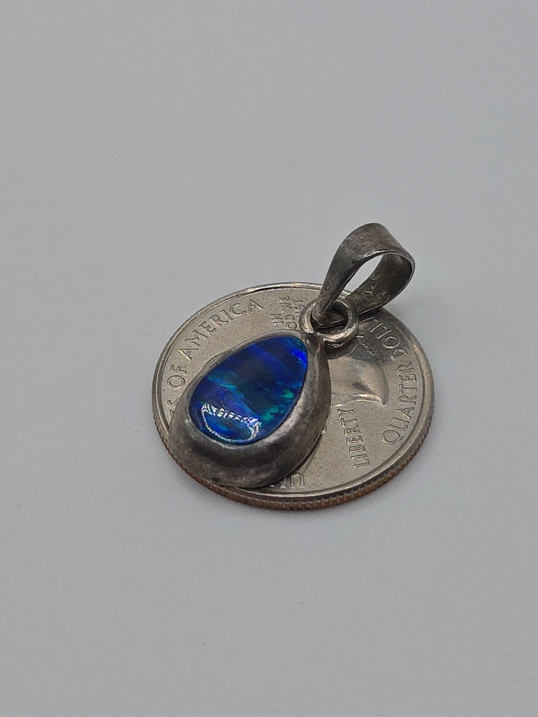 Vintage Silver 950 Mexico Blue Opal Pendant