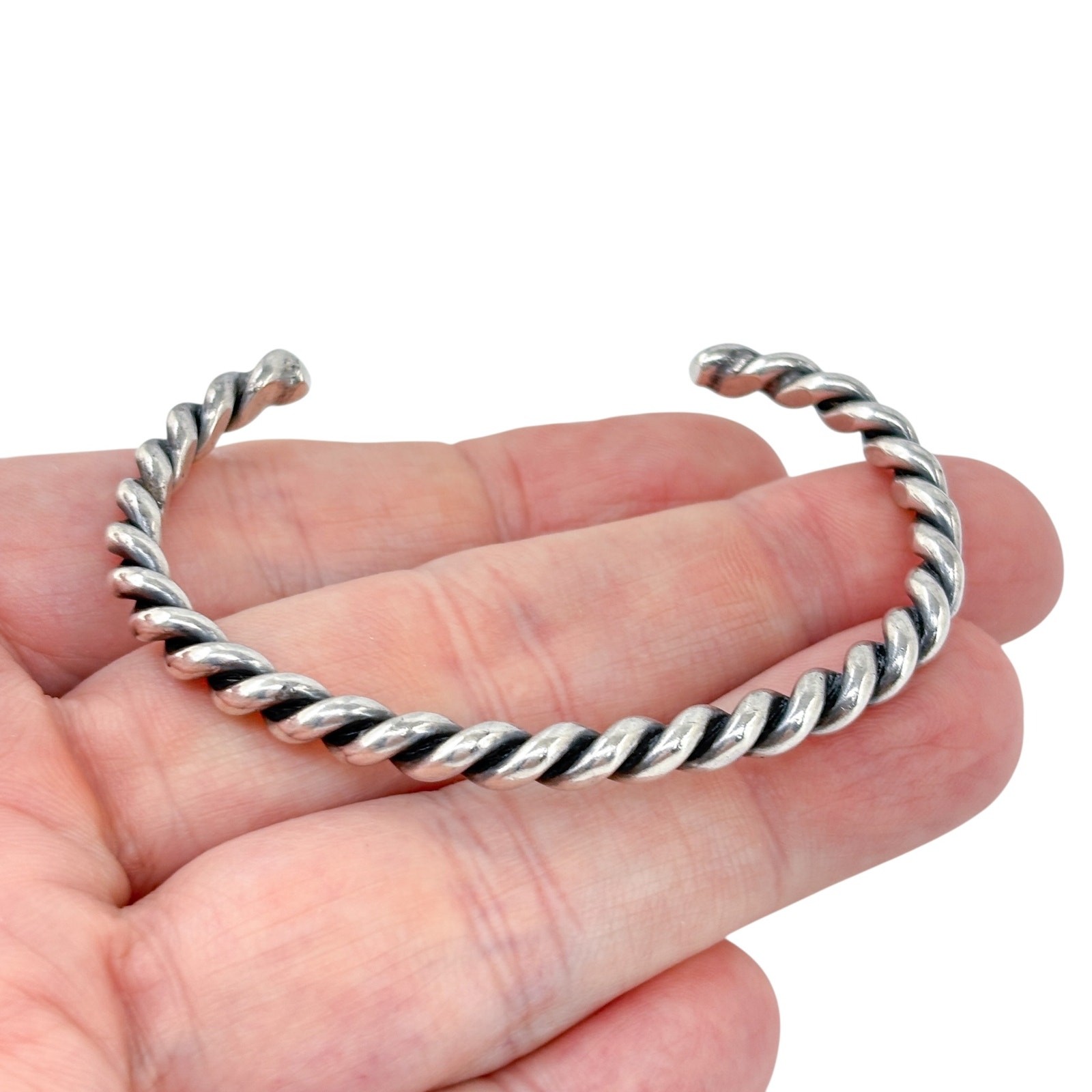 Southwest Twisted Wire Cuff Bracelet | Vintage Sterling Silver 925 | 6.5″