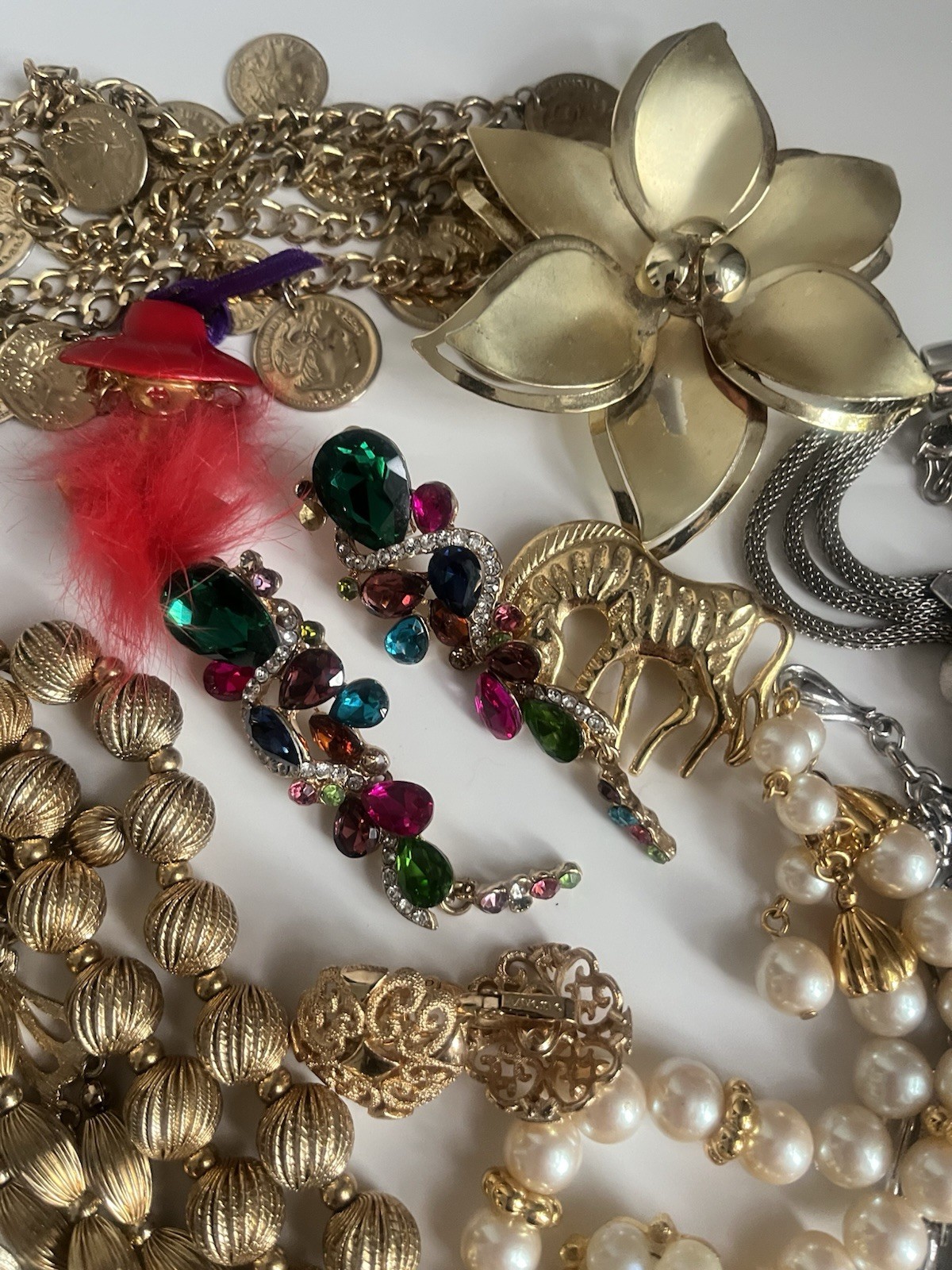 Vintage Jewelry Lot Monet AK LC Lauren Coro Lisner Green Crystal 1960-90’s
