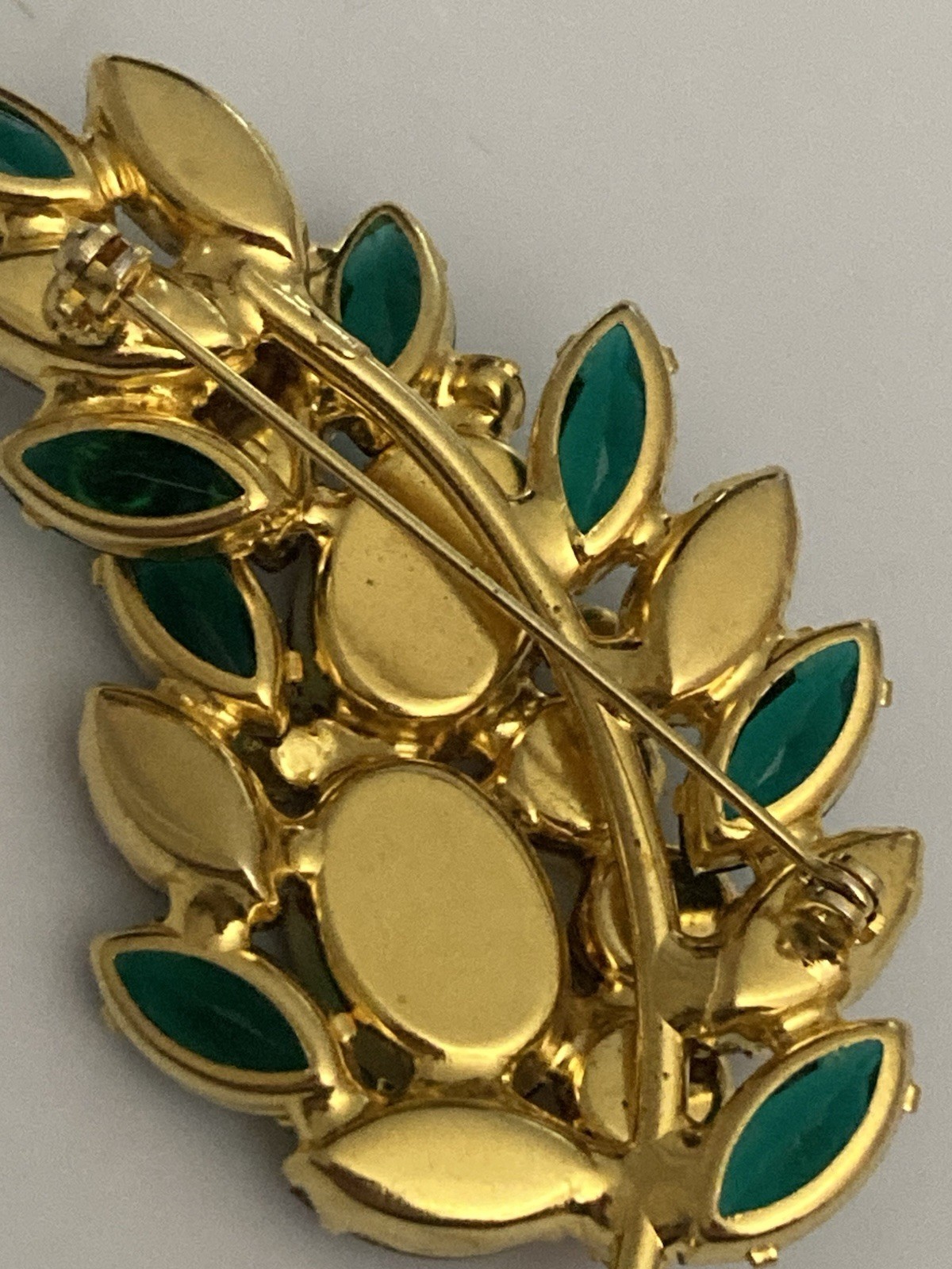 Vintage Stunning Stacked Rhinestone Leaf Brooch, Fall Colors