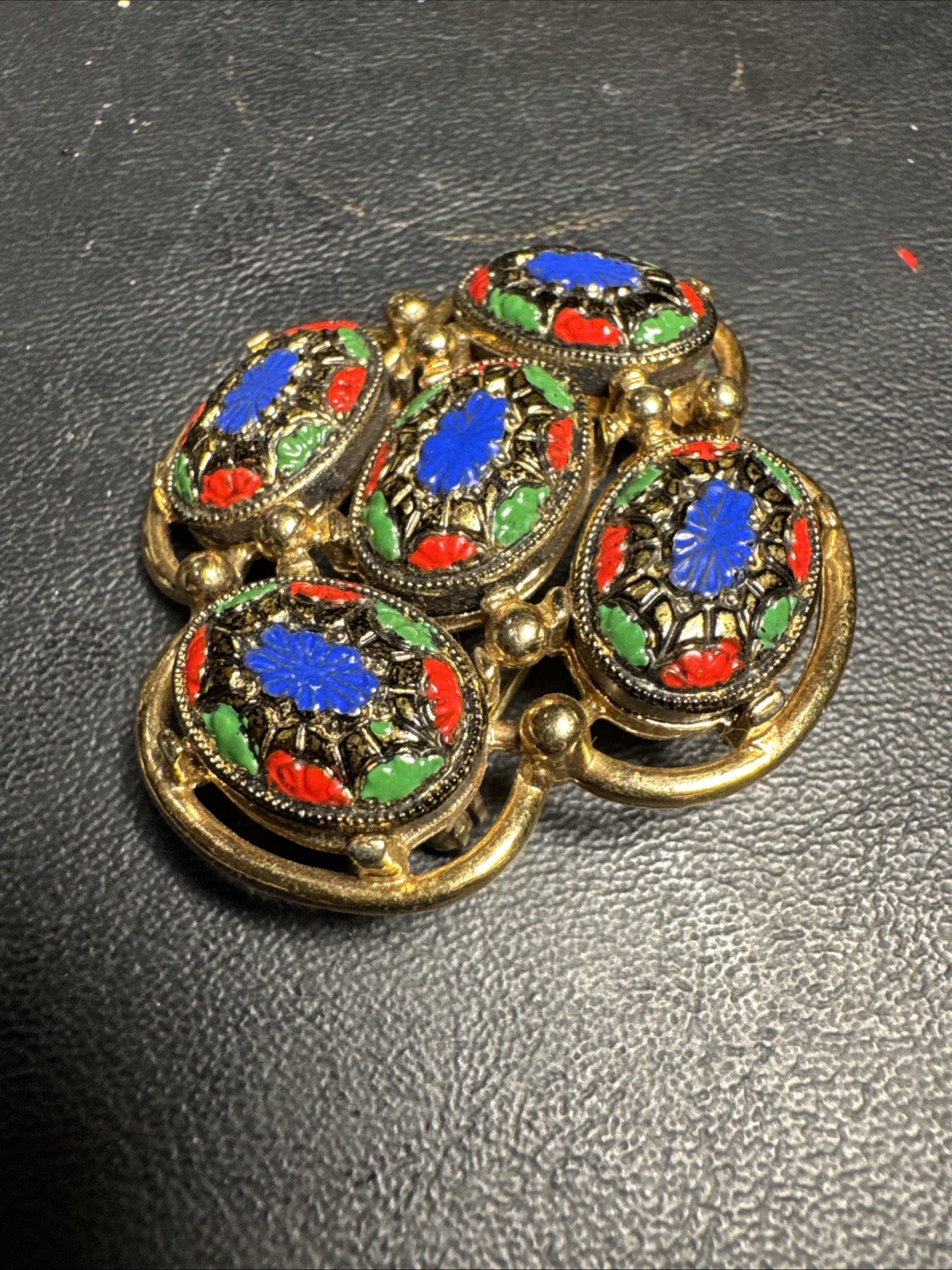 Sarah Coventry LIGHT OF THE EAST Mosaic Brooch Pin 1968 Vintage Very Good Cond.