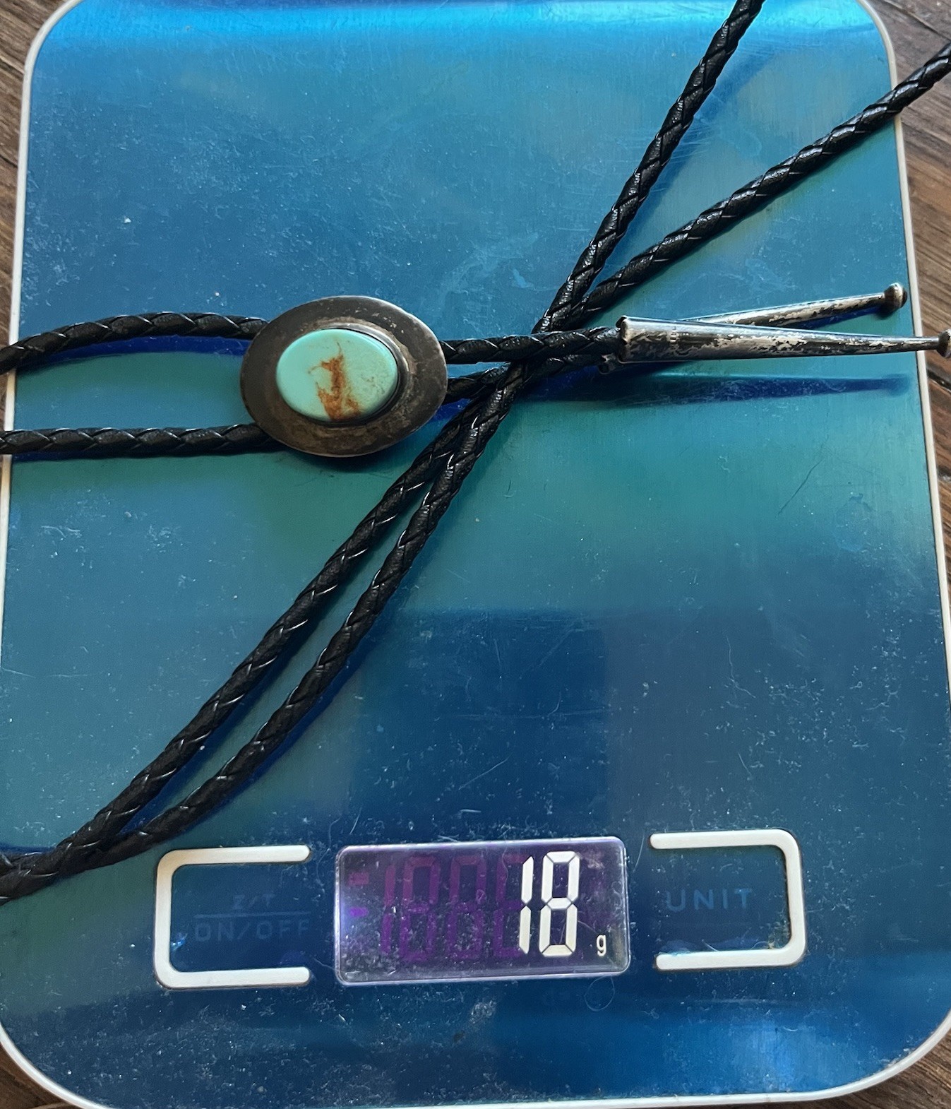 Ben Chavez Natural Turquoise Sterling Silver Bolo Tie Vintage Navajo