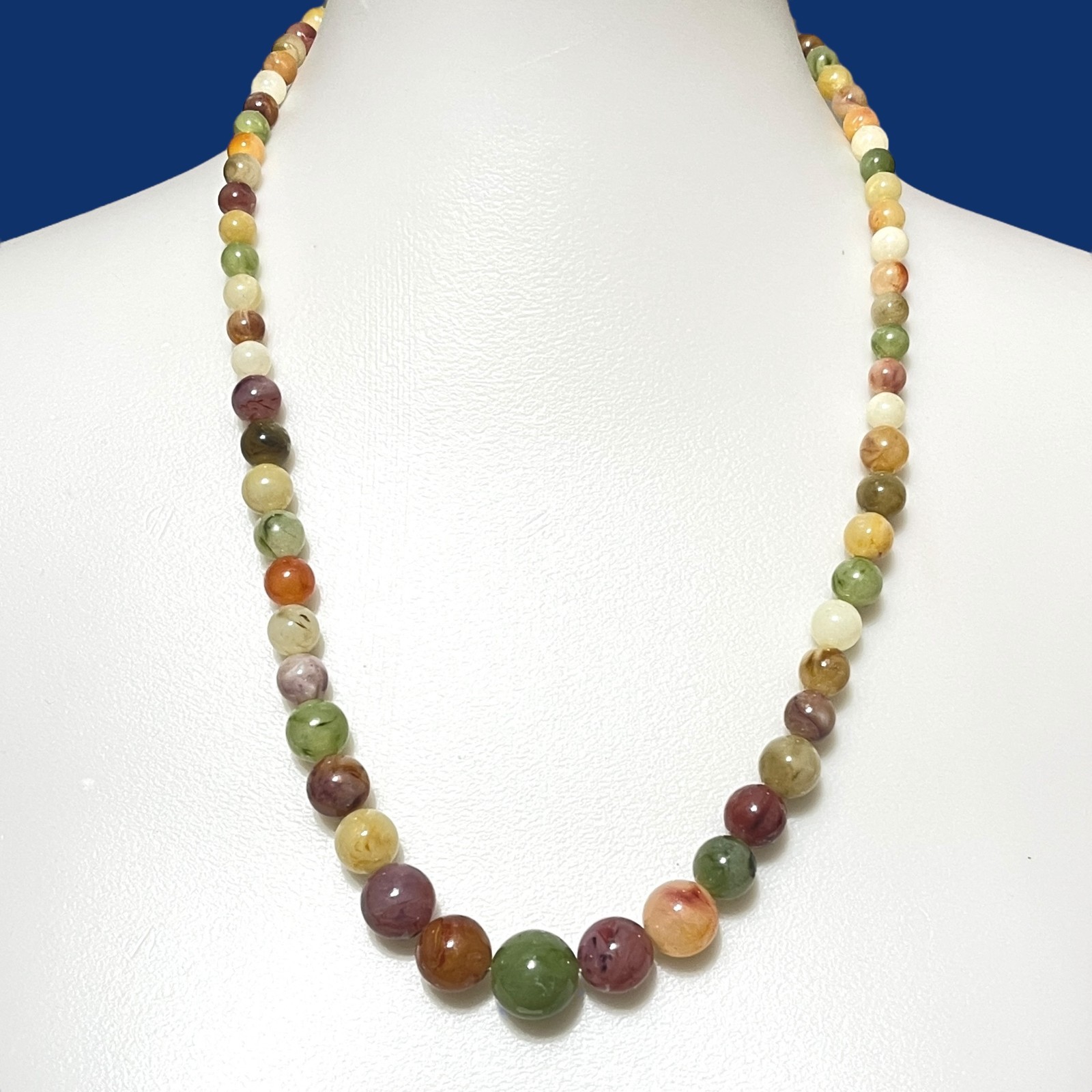 Beaded Necklace Simulated Gemstone Graduated Plastic Boho Jewelry Lightweight