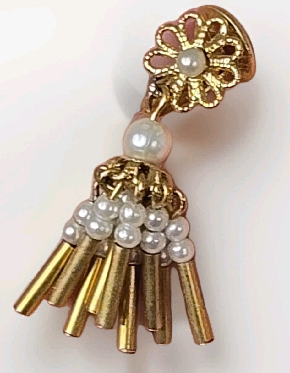 Vintage Coro Faux Pearl Chandelier Adjustable Clip On Earrings 1950s