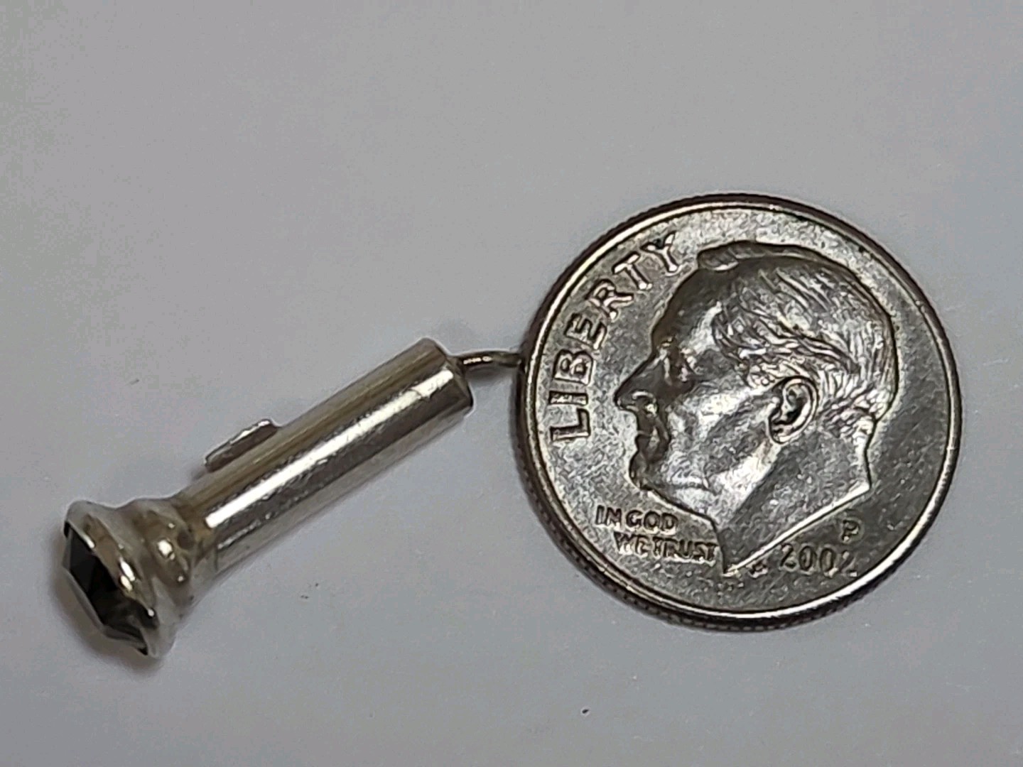 Sterling Silver ~ Flashlight Charm ~ Crystal Top ~ EXCELLENT! ~ VINTAGE