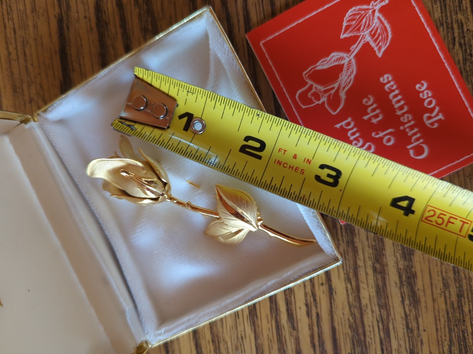 Very Nice Tacoa Vintage Christmas Gold Tone Rose Brooch