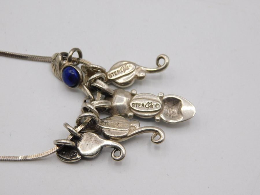 VINTAGE NECKLACE~CAROLYN POLLACK~SOUTHWESTERN LOOK/STERLING SILVER~5 CHARMS