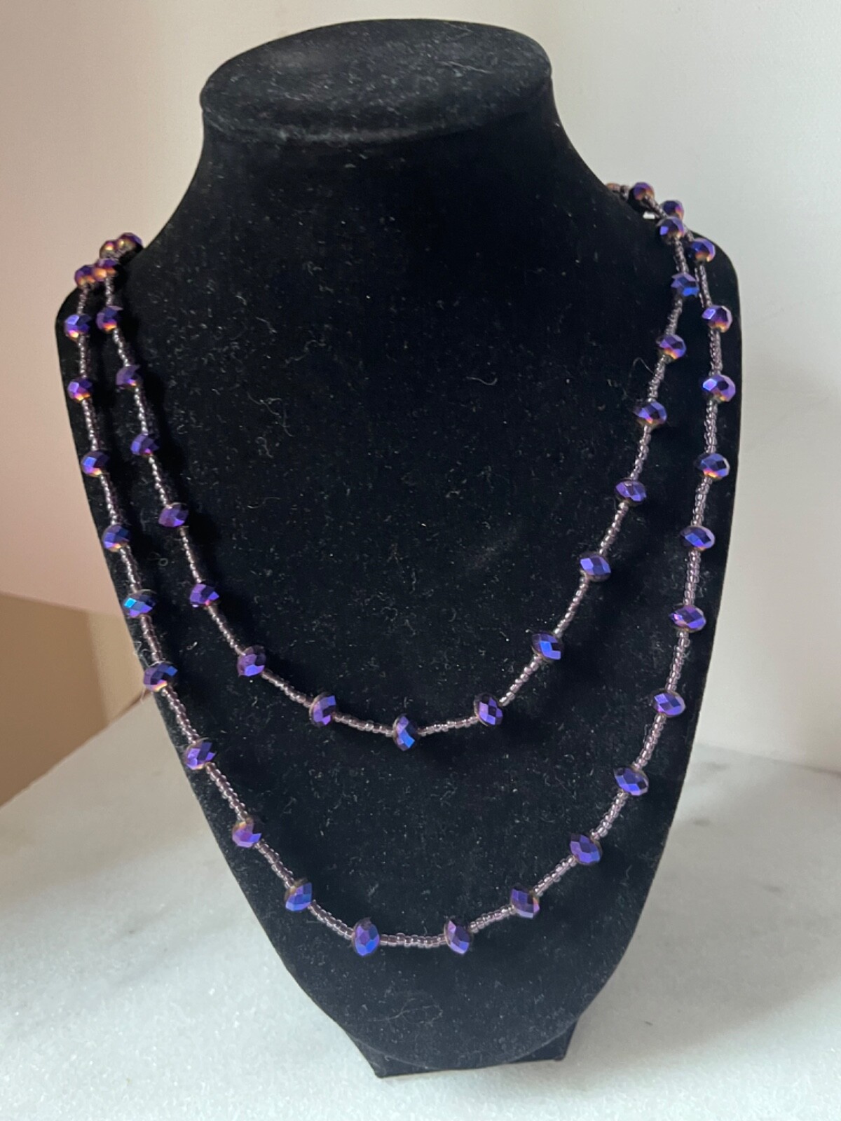 Purple Beaded Necklace 23.5 “