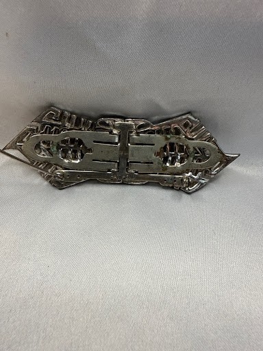 Art Deco Rhinestone Fur Clip ,Vintage Pat. Pend. Duette,Baguette Crystal Brooch