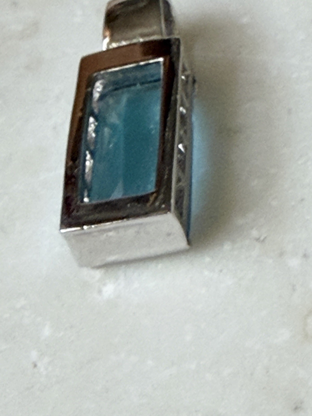 Vintage silver tone blue glass crystal pendant Statement piece