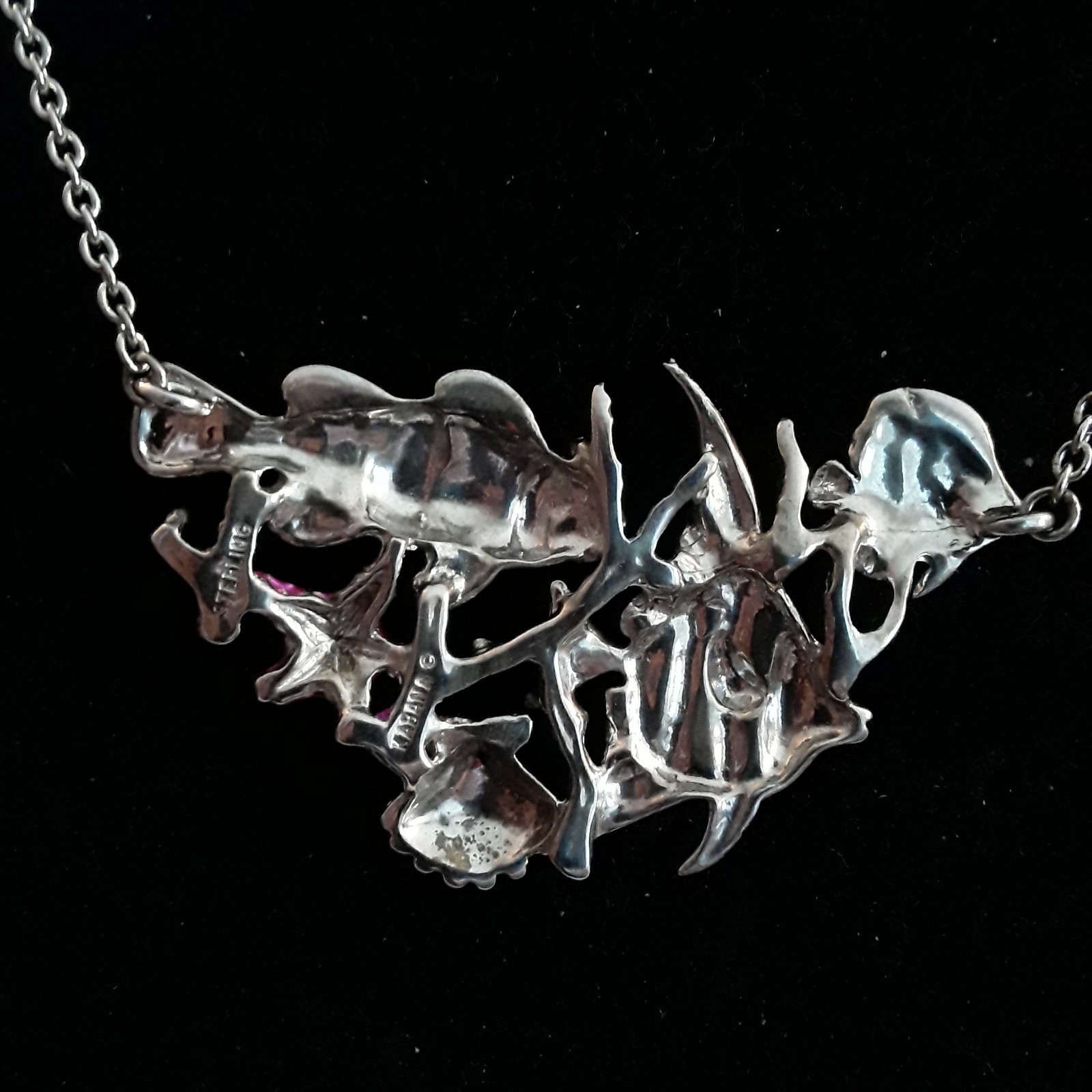 Kabana Sterling Silver 925 Enamel Tropical Fish Sea Life Necklace Multicolor 19″
